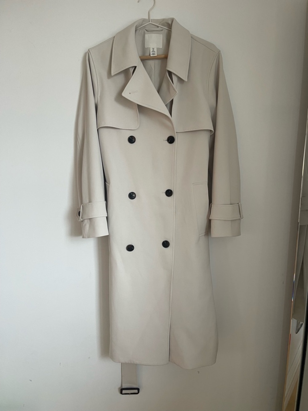 H&M Double-Breasted greyish/white Trench Coat